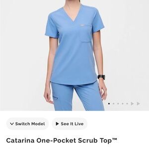 Catarina Blue Scrub Top - Ceil Blue